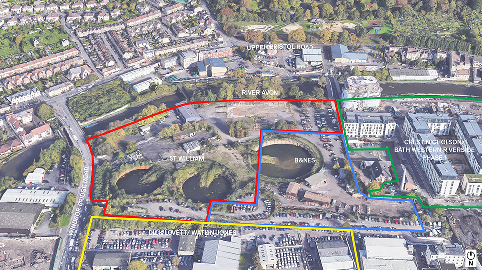 Bath Gasworks, Existing Aerial Photograph Outlined